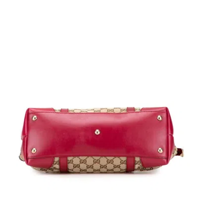 Pre-owned Gucci Gg Canvas Beige Pink Gg Canvas Leather Tote Bag ()