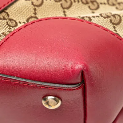 Pre-owned Gucci Gg Canvas Beige Pink Gg Canvas Leather Tote Bag ()