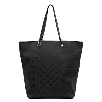 Pre-owned Gucci Gg Canvas Black Canvas Leather Shoulder Bag Tote Bag ()