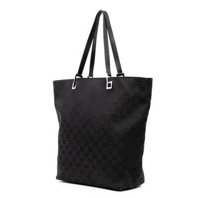Pre-owned Gucci Gg Canvas Black Canvas Leather Shoulder Bag Tote Bag ()