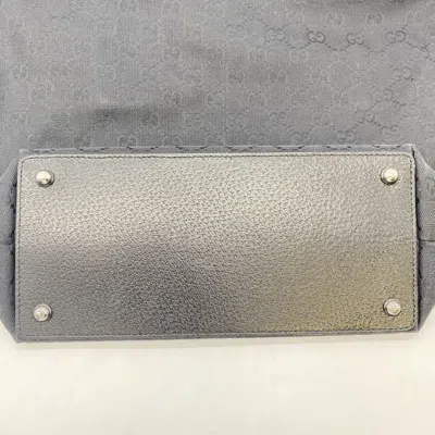 Pre-owned Gucci Gg Canvas Black Gg Canvas Leather Handbag Tote Bag ()