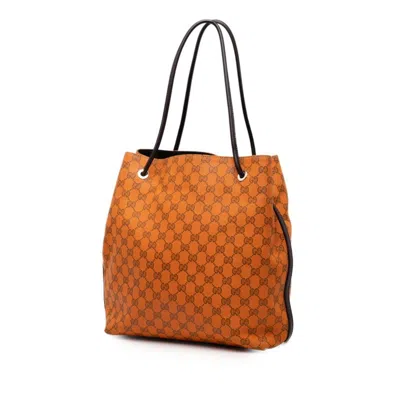 Pre-owned Gucci Gg Canvas Orange Gg Canvas Leather Shoulder Bag Tote Bag ()