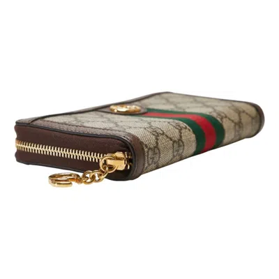 Pre-owned Gucci Gg Supreme Beige Multi-color Pvc Leather Long Wallet (bi-fold) ()