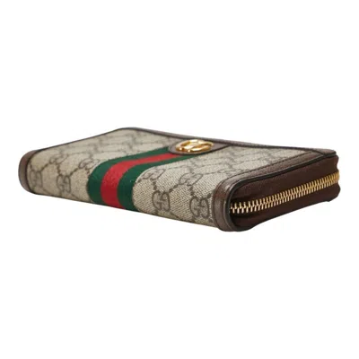 Pre-owned Gucci Gg Supreme Beige Multi-color Pvc Leather Long Wallet (bi-fold) ()