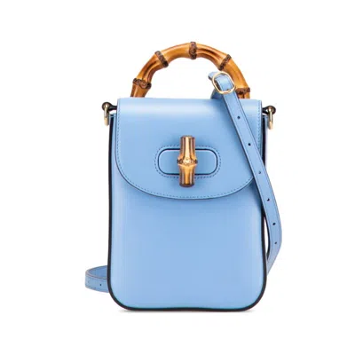 Pre-owned Gucci Light Blue Bamboo Backpack ()