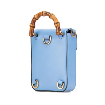 Pre-owned Gucci Light Blue Bamboo Backpack ()