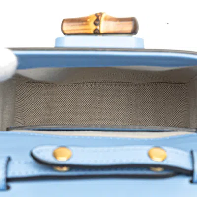 Pre-owned Gucci Light Blue Bamboo Backpack ()