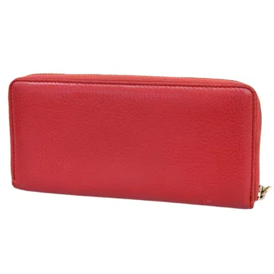Pre-owned Gucci Red Color Leather Long Wallet (bi-fold) ()