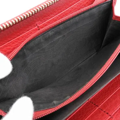 Pre-owned Gucci Red Color Leather Long Wallet (bi-fold) ()