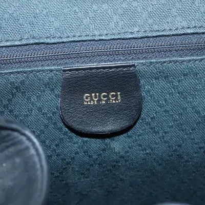 Pre-owned Gucci Vintage Bamboo Backpack Leather Black Leather Backpack Bag ()
