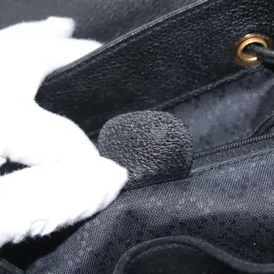 Pre-owned Gucci Vintage Bamboo Backpack Suede Black Suede Backpack Bag ()