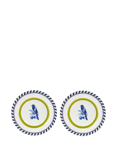 Polspotten Striped Edge Decorative Plates In Multi