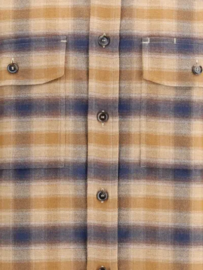 Brioni Checked Cotton Shirt In Neutral