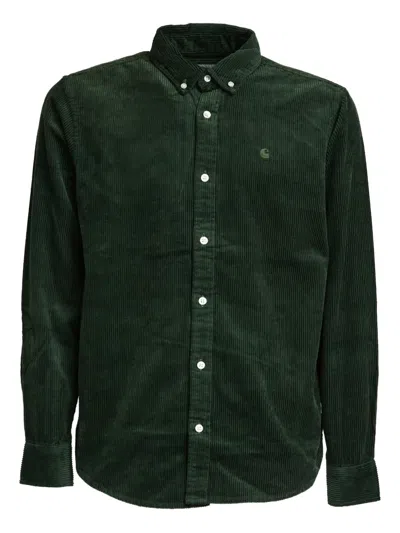 Carhartt Button-down Logo Shirt In Green