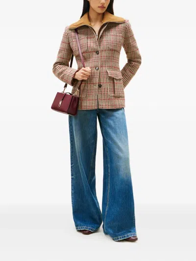 Tommy Hilfiger Check Blazer With Notched Lapels And Pockets In Brown