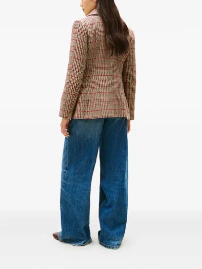 Tommy Hilfiger Check Blazer With Notched Lapels And Pockets In Brown