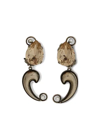 Etro Paisley Crystal Earrings In Brown