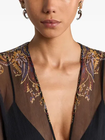 Etro Paisley Crystal Earrings In Brown