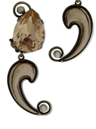 Etro Paisley Crystal Earrings In Brown