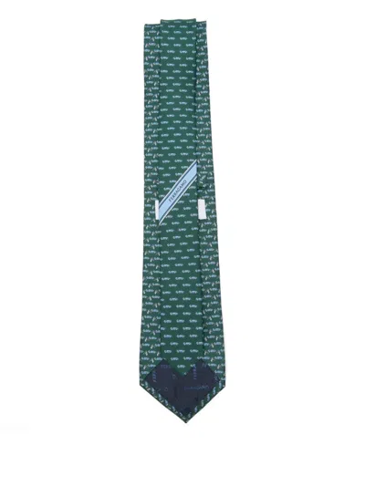 Ferragamo Race-print Tie In Green