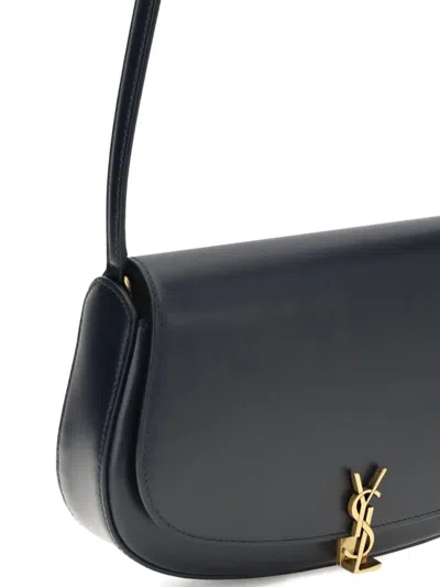 Saint Laurent Voltaire In Box Curved-handle Leather Shoulder Bag In Blue