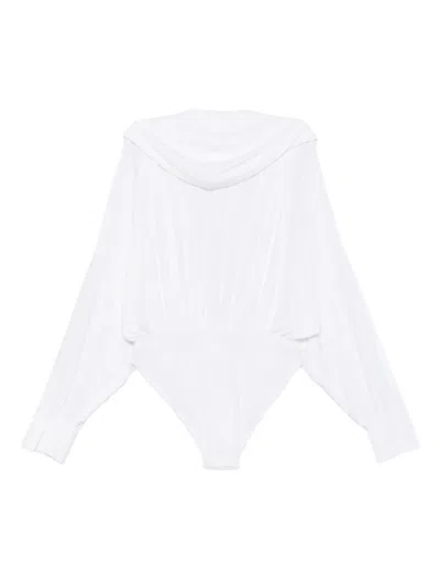 Norma Kamali Draped-sleeve Bodysuit In White