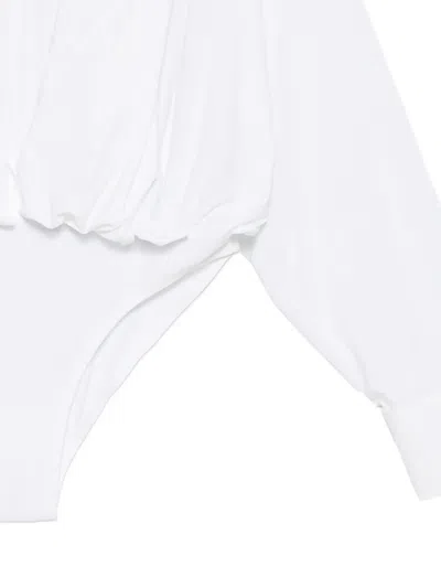 Norma Kamali Draped-sleeve Bodysuit In White