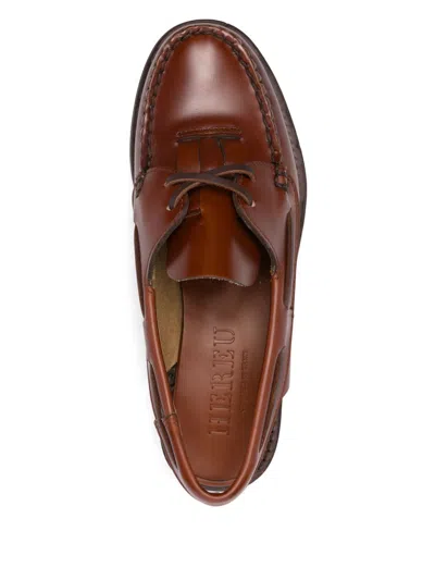 Hereu Women Saler Leather Slingback Loafers In Brown