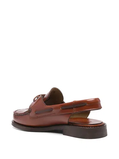 Hereu Women Saler Leather Slingback Loafers In Brown