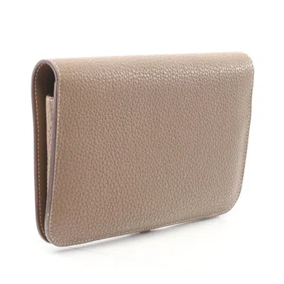 Pre-owned Hermes Beige Togo Leather Long Wallet (bi-fold) () In Sand