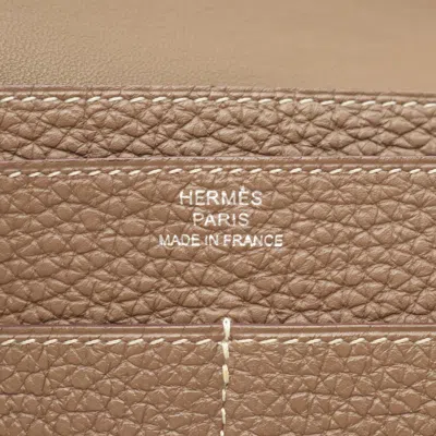 Pre-owned Hermes Beige Togo Leather Long Wallet (bi-fold) () In Sand