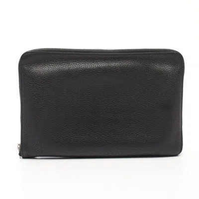 Pre-owned Hermes Black Togo Leather Long Wallet (bi-fold) ()