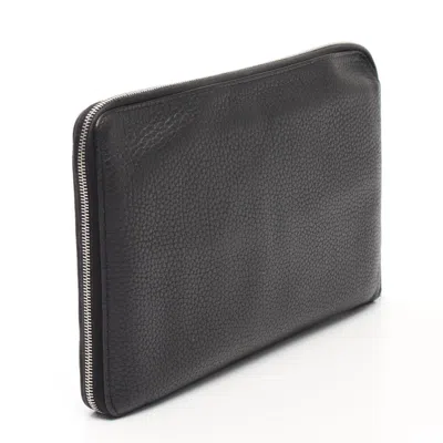 Pre-owned Hermes Black Togo Leather Long Wallet (bi-fold) ()