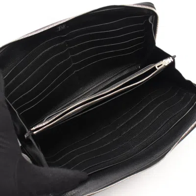 Pre-owned Hermes Black Togo Leather Long Wallet (bi-fold) ()
