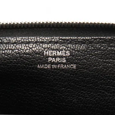 Pre-owned Hermes Black Togo Leather Long Wallet (bi-fold) ()