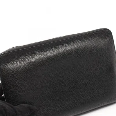 Pre-owned Hermes Black Togo Leather Long Wallet (bi-fold) ()