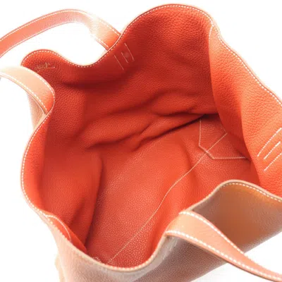 Pre-owned Hermes Bordeaux Brown Taurillon Clemence Leather Tote Bag () In Multi