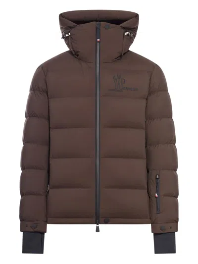 Moncler Isorno Ski Down Jacket With Hood In Brown