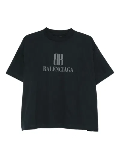 Balenciaga Cropped T-shirt In Black