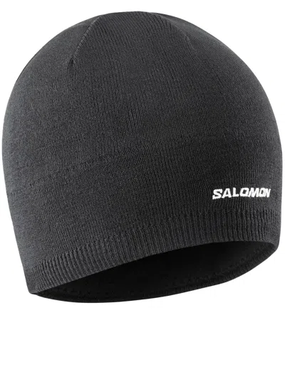 Salomon Logo-embroidered Beanie Hat In Black