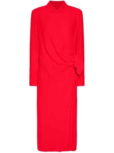 Elena Miro' Buttoned Wrap-effect Dress In Red