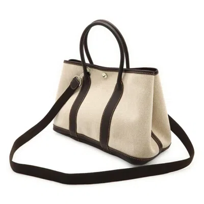 Pre-owned Hermes Brown Natural Toile H Leather Handbag Tote Bag ()