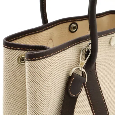 Pre-owned Hermes Brown Natural Toile H Leather Handbag Tote Bag ()