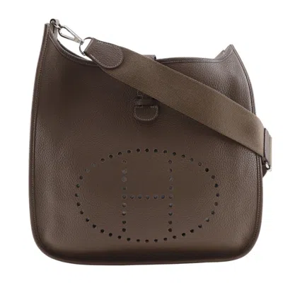 Pre-owned Hermes Etoupe Gray Gray Taurillon Clemence Leather Shoulder Bag ()