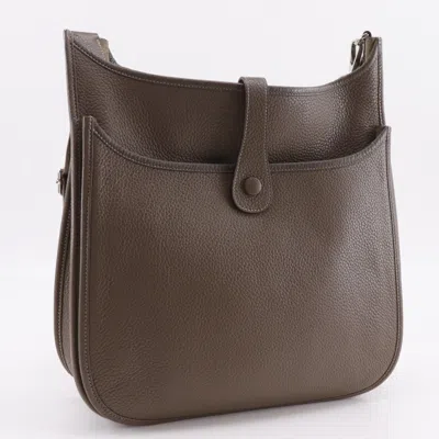 Pre-owned Hermes Etoupe Gray Gray Taurillon Clemence Leather Shoulder Bag ()