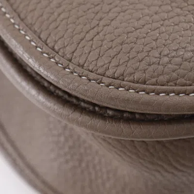 Pre-owned Hermes Etoupe Gray Gray Taurillon Clemence Leather Shoulder Bag ()