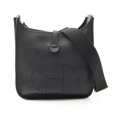 Pre-owned Hermes Evelyne Black Leather Shoulder Bag ()