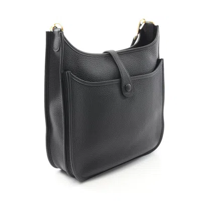 Pre-owned Hermes Evelyne Black Leather Shoulder Bag ()