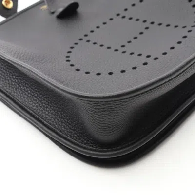Pre-owned Hermes Evelyne Black Leather Shoulder Bag ()