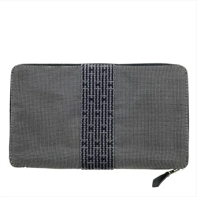 Pre-owned Hermes Gray Polyamide Polyester Long Wallet (bi-fold) ()
